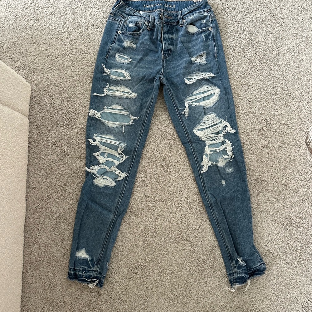 American Eagle Outfitters Women's Ripped Blue Skinny Jeans